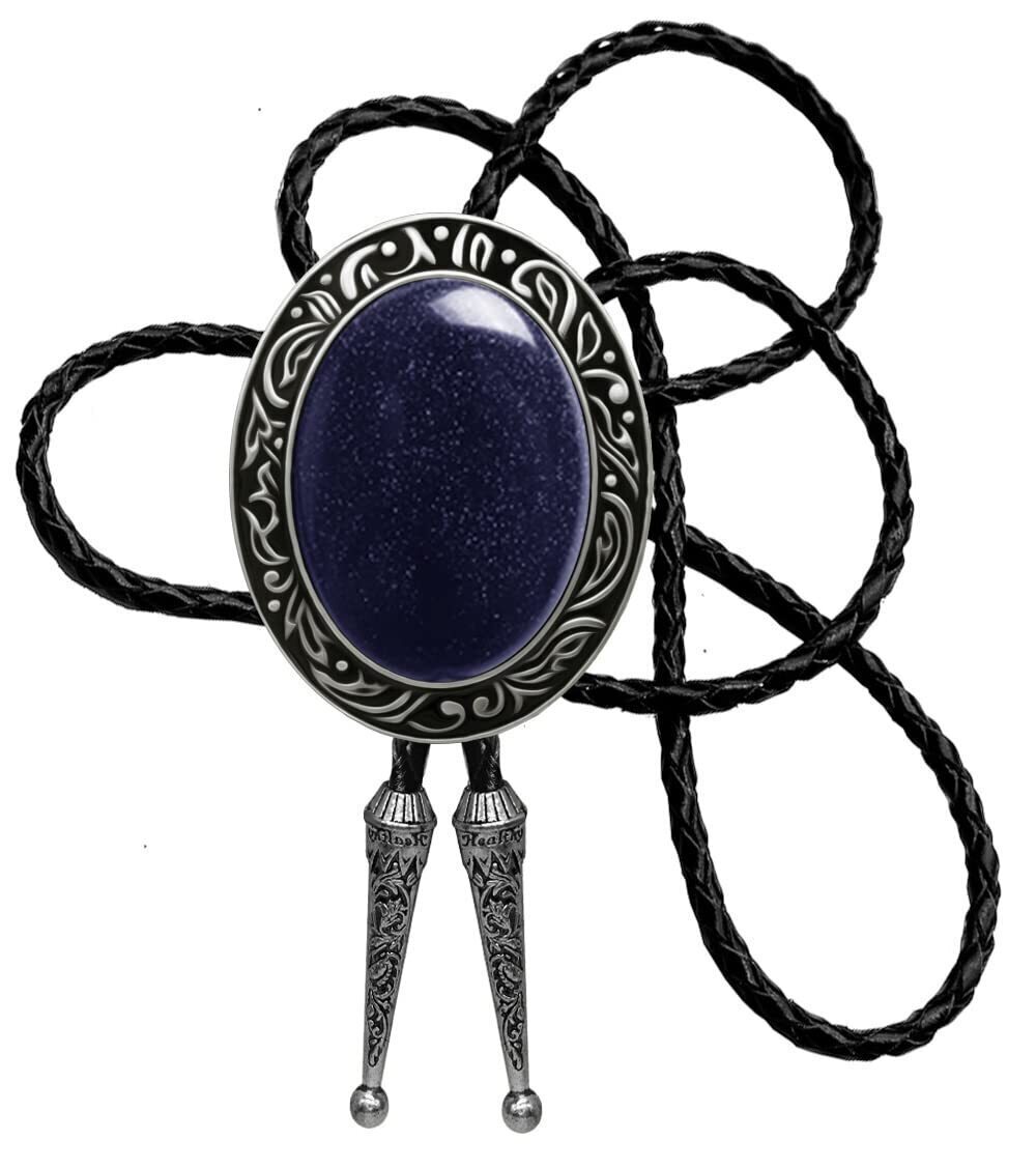 9604 Bolo Tie Natural Colors Stone Western Celtic Style Genuine and Cowhide